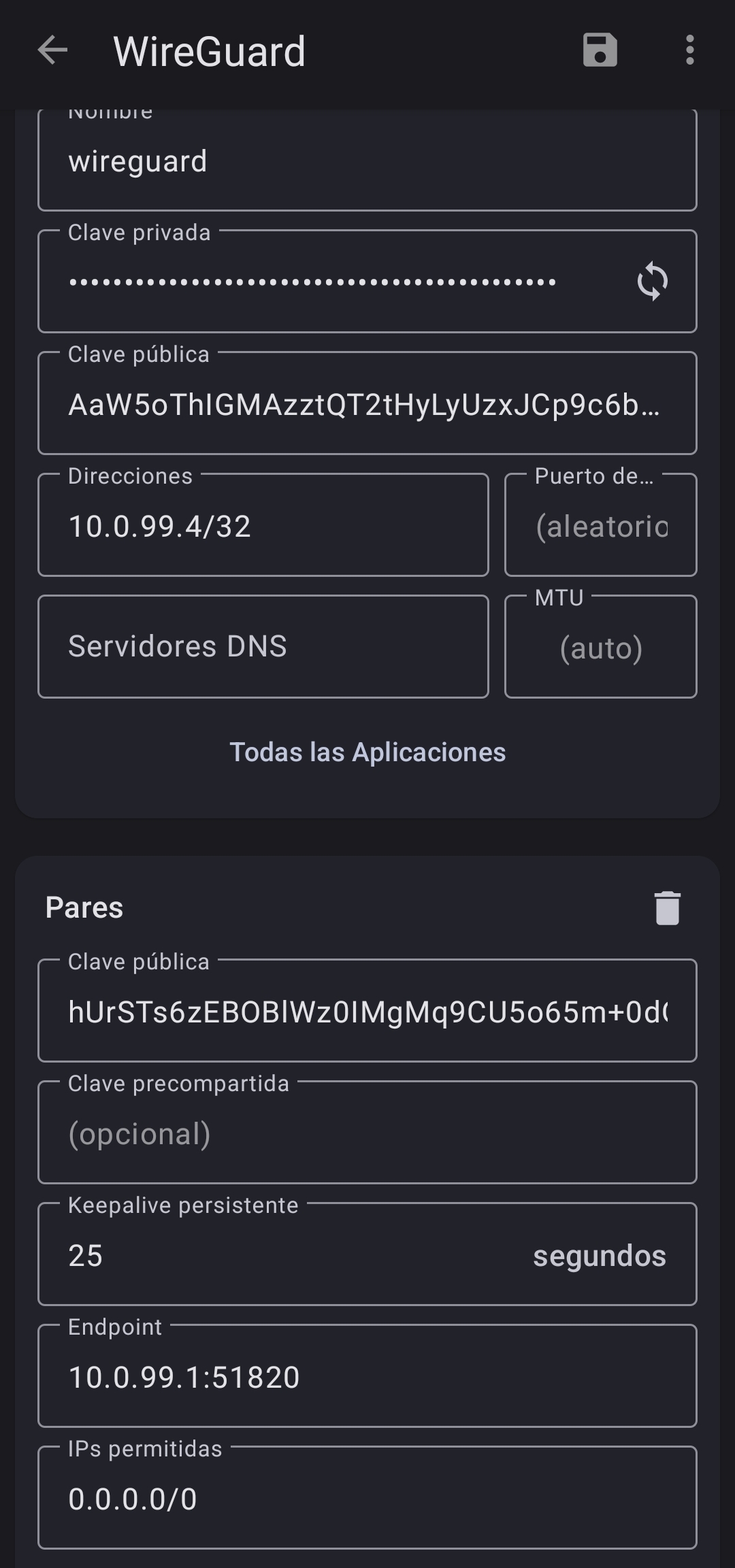Configuración de WireGuard en Android con el codigo QR